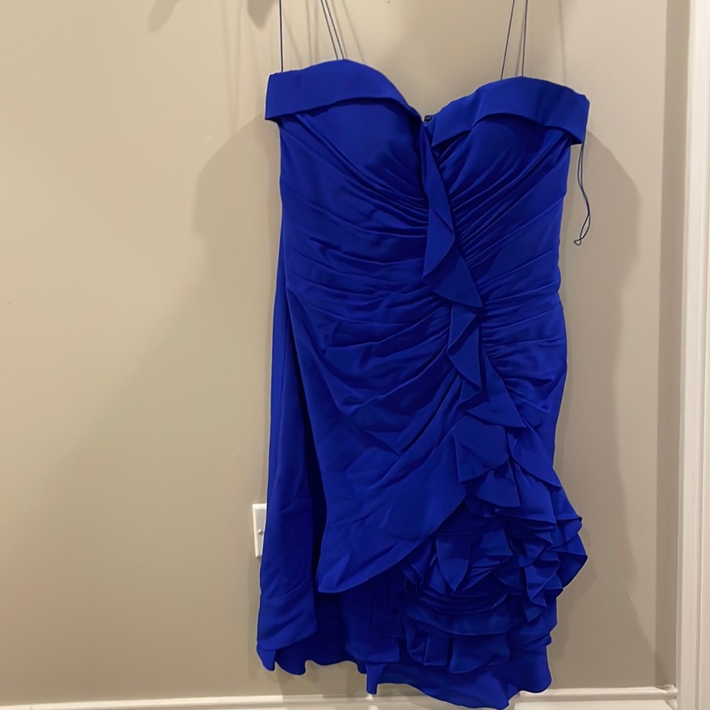 Cobalt Blue Silk Mini Dress by Aidan Mattox
